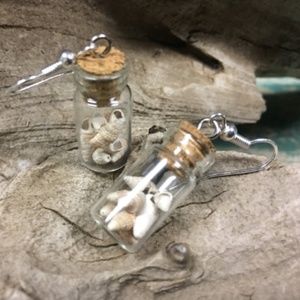 Seashell Ocean Miniature  bottle Earrings